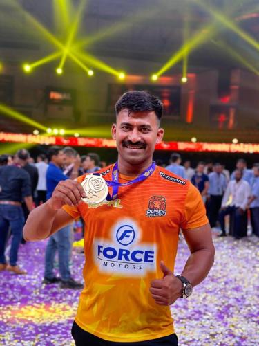 Madhusudhan Gowda with PKL Season X Gold Medal